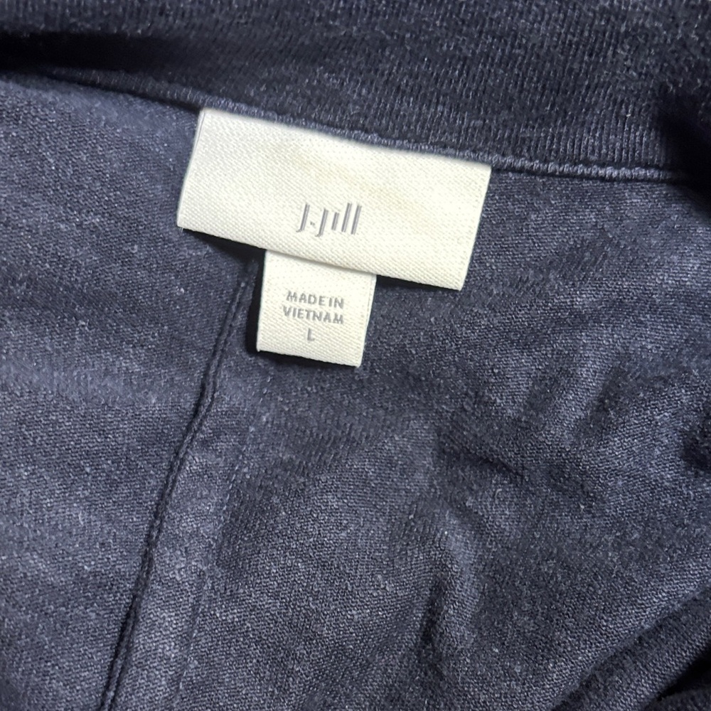 J Jill Navy Blue Open Front Blazer, Linen blend, large, EUC - Picture 5 of 7
